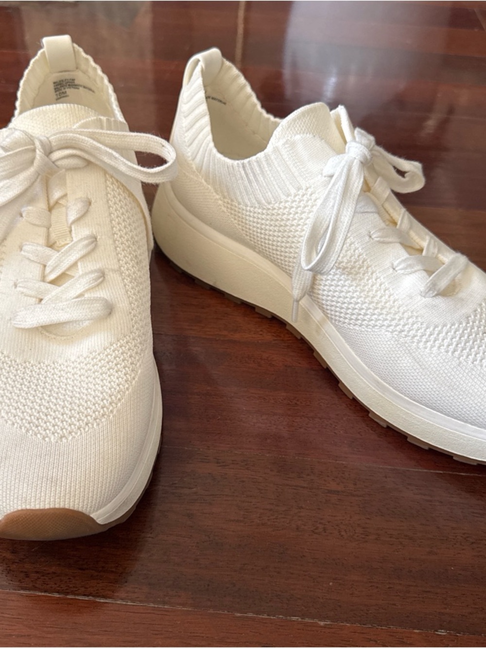Women’s Knit Lace-Up Sneakers in Ivory